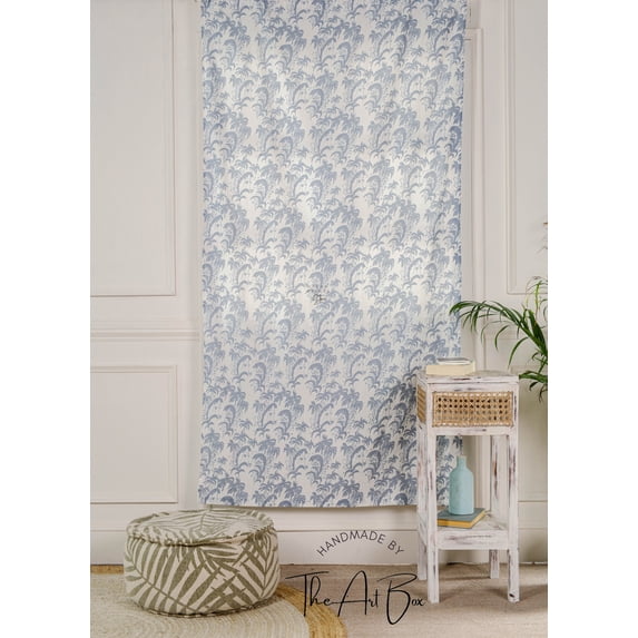 The Art Box Window Curtains, 52 x 36 in 2 Pcs Set, Tab Top Printed Panels Drapery for Bedroom, Guest Room, Patio Door, Wedding, Backdrop, Living Room, Gray Leaf Printed