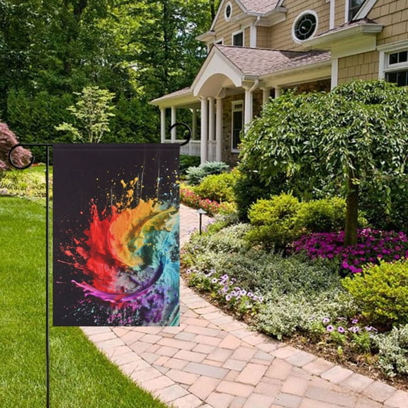 The Art Of Splashing Paint Garden Flag 12x18 inch Double Sided Outside Yard Decorations for Home Outdoor