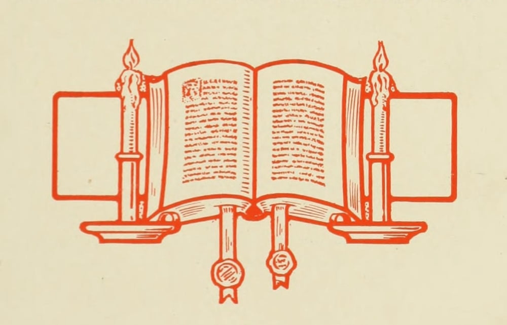 The Art & Practise of Typography 1917 Bible & candlesticks 2 Canvas Art - Unknown (18 x 24)