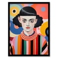 thumbnail image 1 of The Art Student Vibrant Portrait with Geometric Patterns Orange Pink Blue Oil Painting Art Print Framed Poster Wall Decor 12x16 inch, 1 of 1