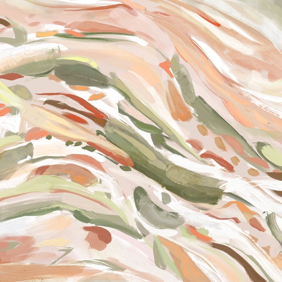 Canvas 12"x12"x1", Peach Swirls Abstract, The Art Studio