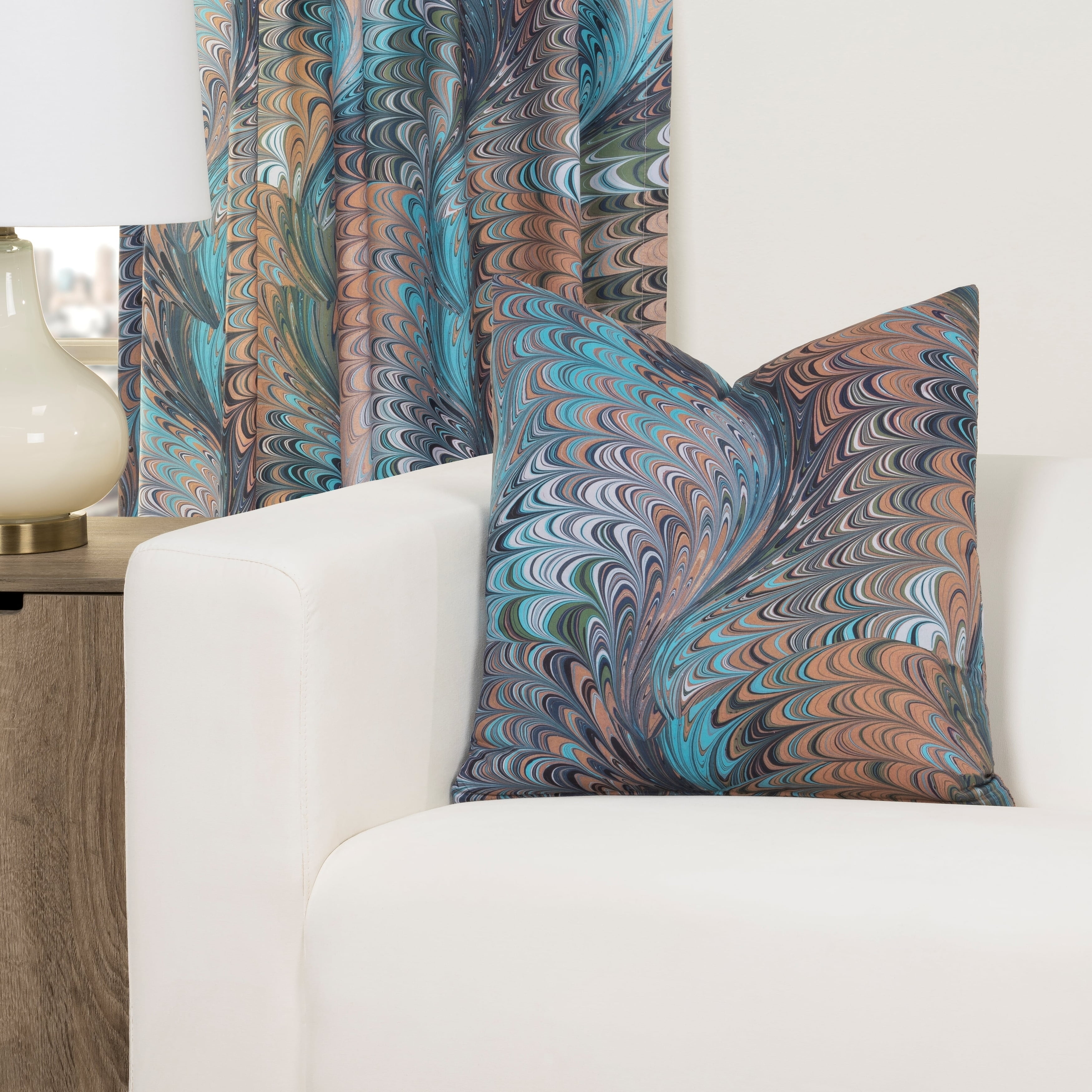 The Art of Marbling 16" x 16" Polyester Throw Pillow