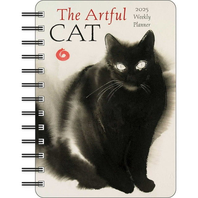 The Artful Cat 2025 Weekly Planner Calendar Brush and Ink Watercolor
