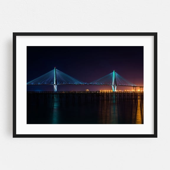 The Arthur Ravenel Bridge - Charleston South Carolina Photography Black Framed Wall Art Print 12 x 18 inches