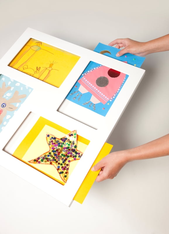 White Painted Engineered Wood Quadruple Art Frame for Kids