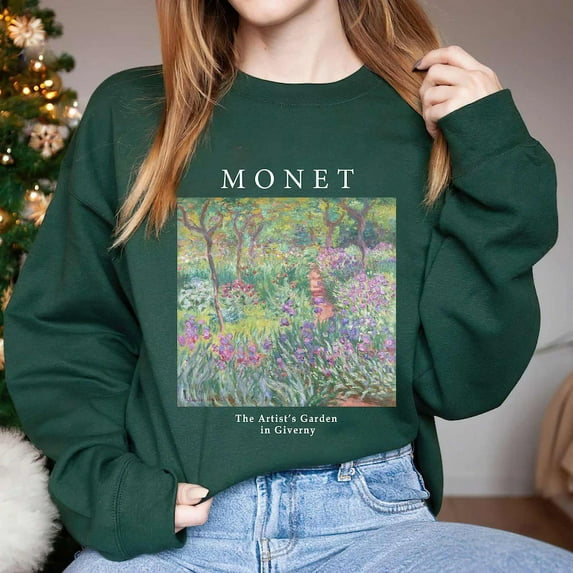 The Artist's Garden in Giverny Sweatshirt, Claude Monet, Art Sweatshirt, Art Lover, Aesthetic Gift Unisex