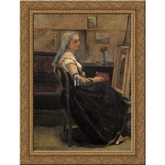 The Artist's Studio 24x18 Gold Ornate Wood Framed Canvas Art by Camille Corot