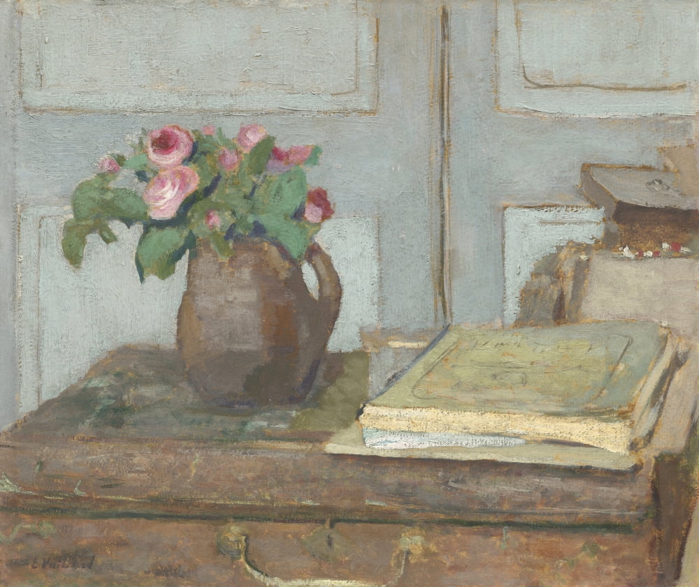 The ArtistS Paint Box And Moss Roses Canvas Art - (36 x 24)