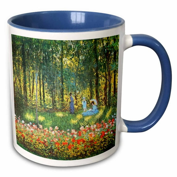 3drose, the Artists Family in the Garden, Claude Monet Dated 1875, Pd-us, 15oz Two-tone Blue Mug