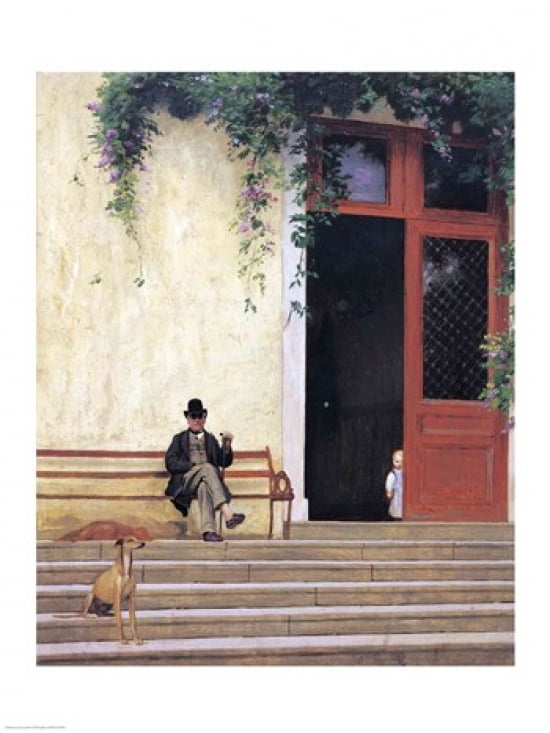 The Artists Father and Son on the Doorstep of his House Canvas Art - Jean leon Gerome (18 x 24)