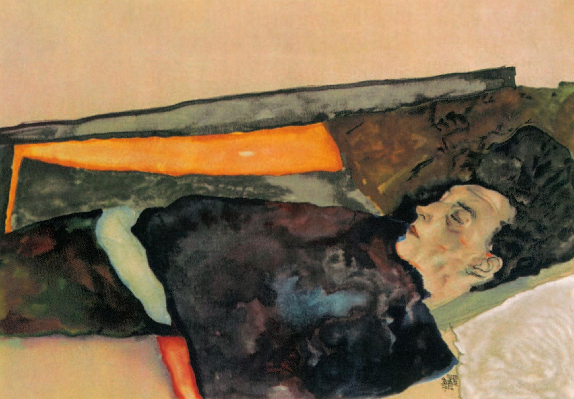 The Artists Mother sleeping 1911 Canvas Art - Egon Schiele (24 x 36)
