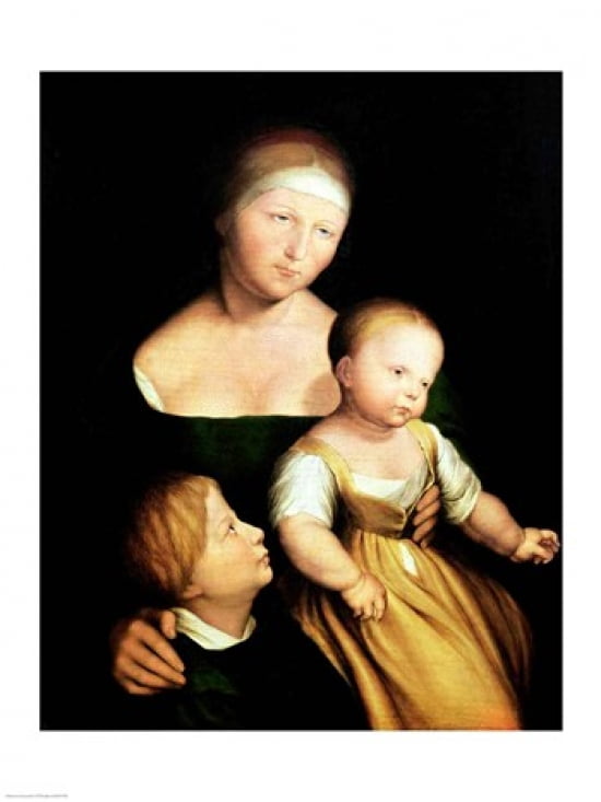 The Artists Wife and Children 1528 Canvas Art - Hans Holbein (18 x 24)