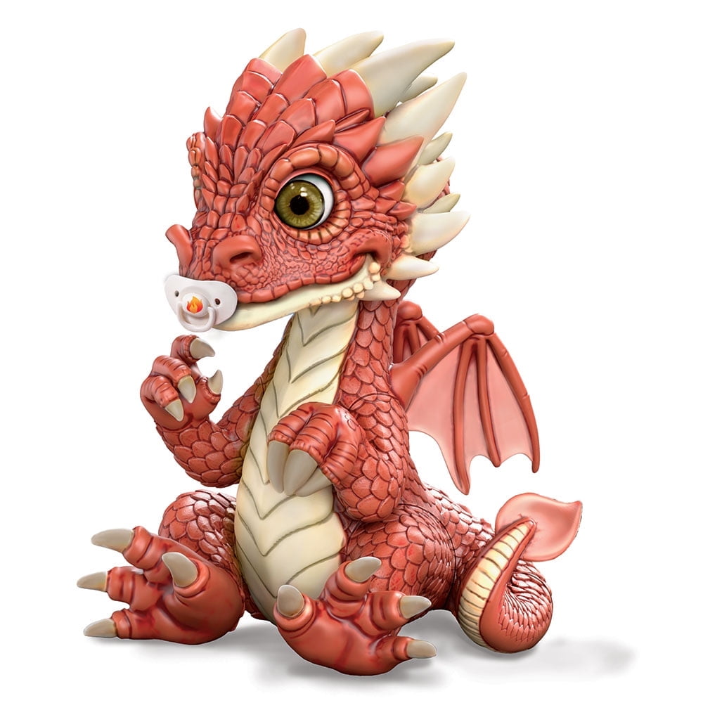 The Ashton - Drake Galleries Mystical Dragonlings From Lands Afar Kai Little Fire Dragon Doll with Pacifier To Prevent Fire-Breathing 8-inches