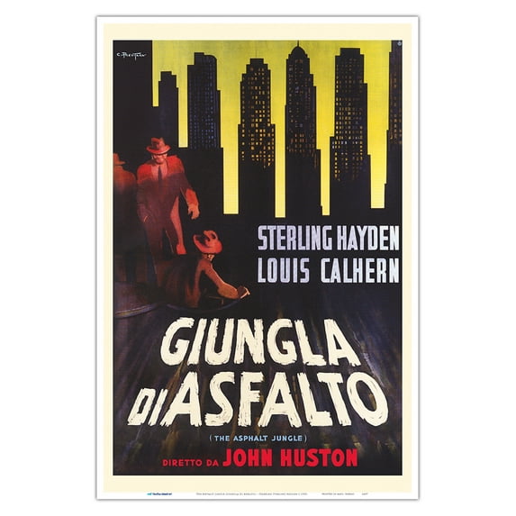 The Asphalt Jungle (Giungla Di Asfalto) - Starring Sterling Hayden Director John Huston - Vintage Italian Film Movie Poster by C. Previtera c.1950 - Master Art Print (Unframed) 12in x 18in
