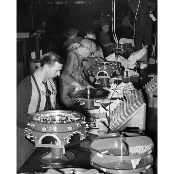 The Assembly Line For Buick Aircraft Engines In Flint History (18 x 24)