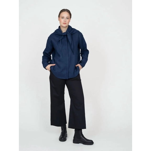 The Assembly Line Paper Sewing Pattern Scarf Collar Shirt - Tops and Shirts for Women
