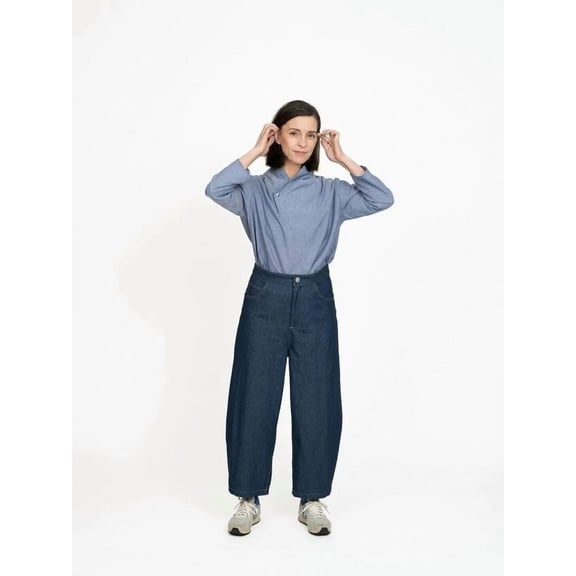The Assembly Line Sewing Pattern Barrel Leg Trousers - Trousers for Women - XS-3XL - Advanced