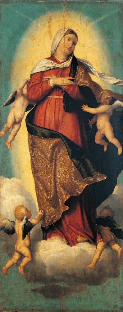 The Assumption Of The Virgin With St Jerome Canvas Art - (18 x 24)