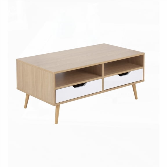 The Astro Coffee Table in Natural and White Wood by LumiSource - A Stylish and Functional Centerpiece for Contemporary Homes