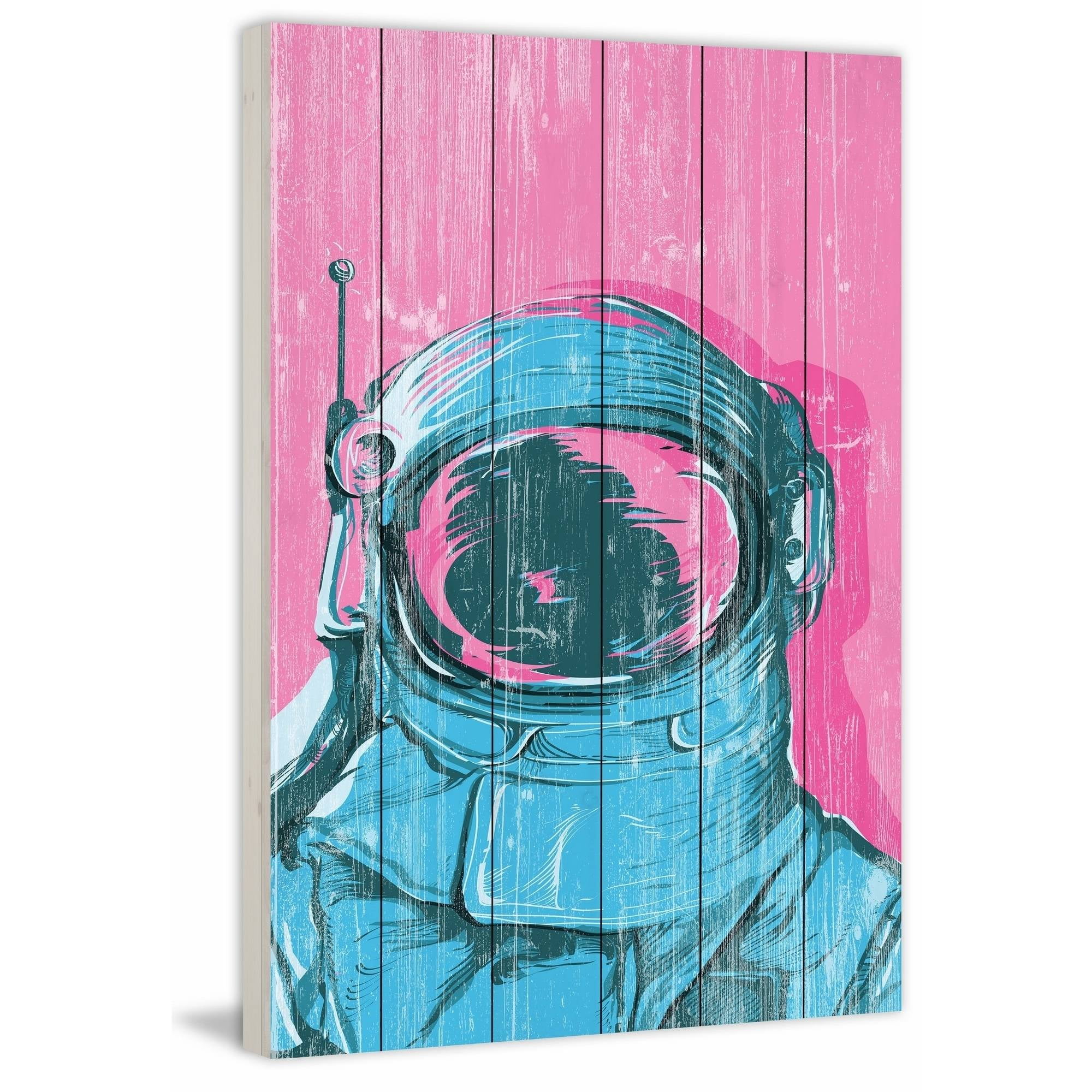 The Astronaut Painting Print on White Wood