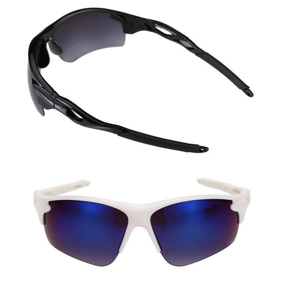 "The Athlete" 2 Pair of Precision Sport Wrap Bifocal Sunglasses Reading Sunglasses for Men and Women - Black/White - 1.75