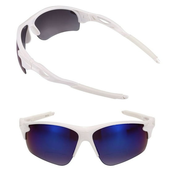 "The Athlete" 2 Pair of Precision Sport Wrap Bifocal Sunglasses Reading Sunglasses for Men and Women - White/White - 3.00