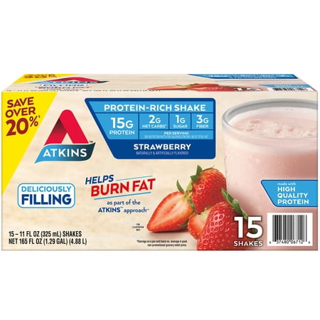 The Atkins Gluten Free Protein-Rich Shake, Strawberry, Keto-Friendly (15 pk.)
