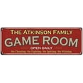 thumbnail image 1 of The Atkinson Family Red Game Room Metal 8x24 Sign 108240038892, 1 of 1