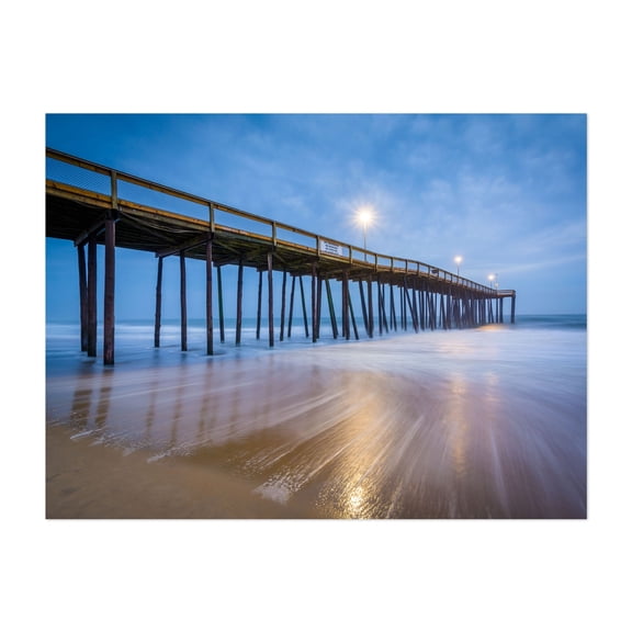 The Atlantic & Fishing Pier - Ocean City Maryland Photography Ocean Coastal Beach Landscape Scenic Water Unframed Wall Art Print 18 x 24 inches