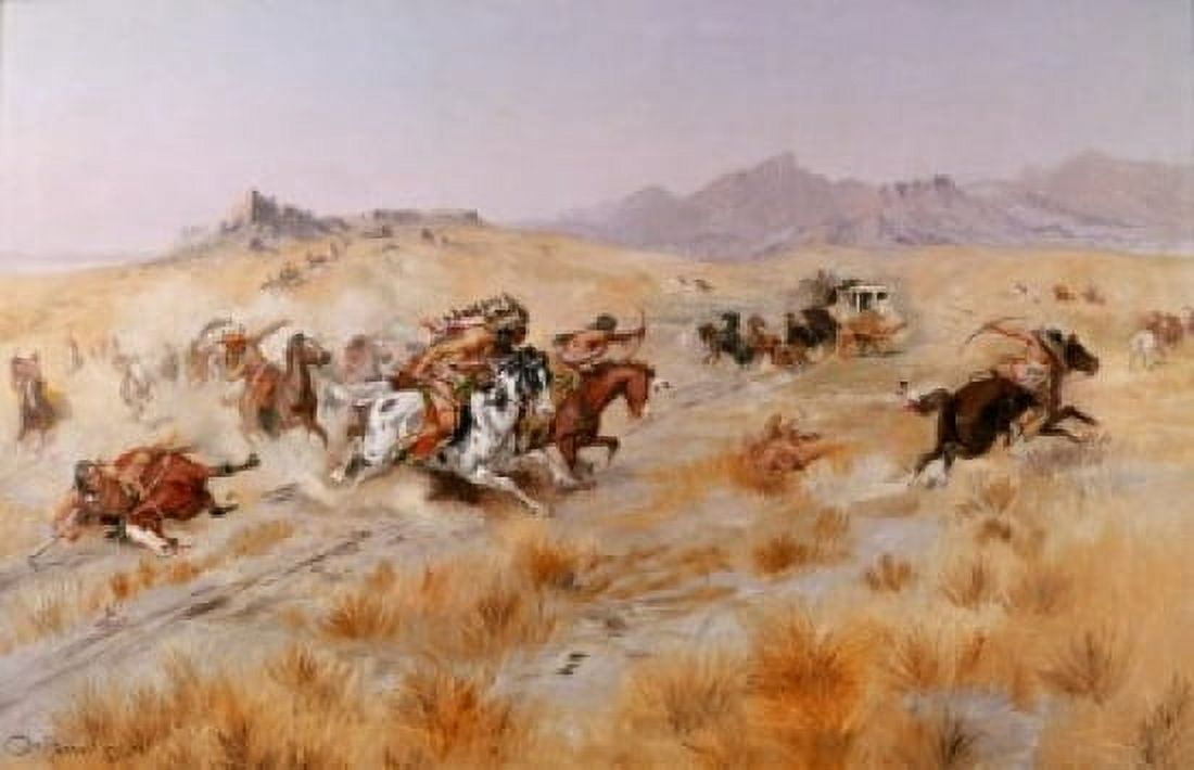 The Attack 1897 Charles Marion Russell (1865-1926American) Canvas Art - Charles Marion Russell (24 x 36)