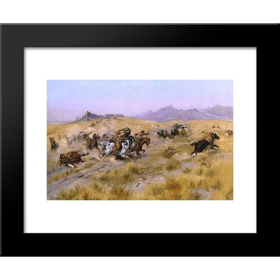 The Attack 20x24 Framed Art Print by Charles M. Russell