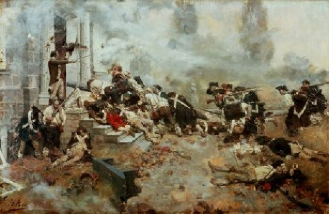 The Attack Upon the Chew House Howard Pyle (1853-1911 American) Canvas Art - Howard Pyle (24 x 36)
