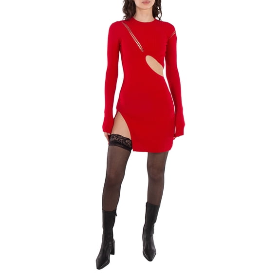 The Attico Cut-Out Detail Long Sleeve Mini Dress, Brand Size 38 ( US Size 4 )