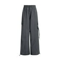 thumbnail image 1 of WhouRiu Toddler Girls Pants High Waisted Drawstring Lightweight Wide Leg Cargo Pants Kids Girls Loose Fit Casual Sweatpants Gray,Sizes 12-13, 1 of 4
