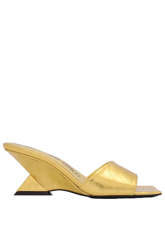 Ladies Gold Cheope 60 mm Metallic Leather Wedge Mules, Brand Size 36 ( US Size 6 )