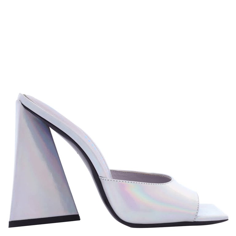 サンダル・ミュール THE ATTICO FW23 MULE DEVON (236WS000_E086080) Devon metallic leather mules in silver - The Attico | Mytheresa