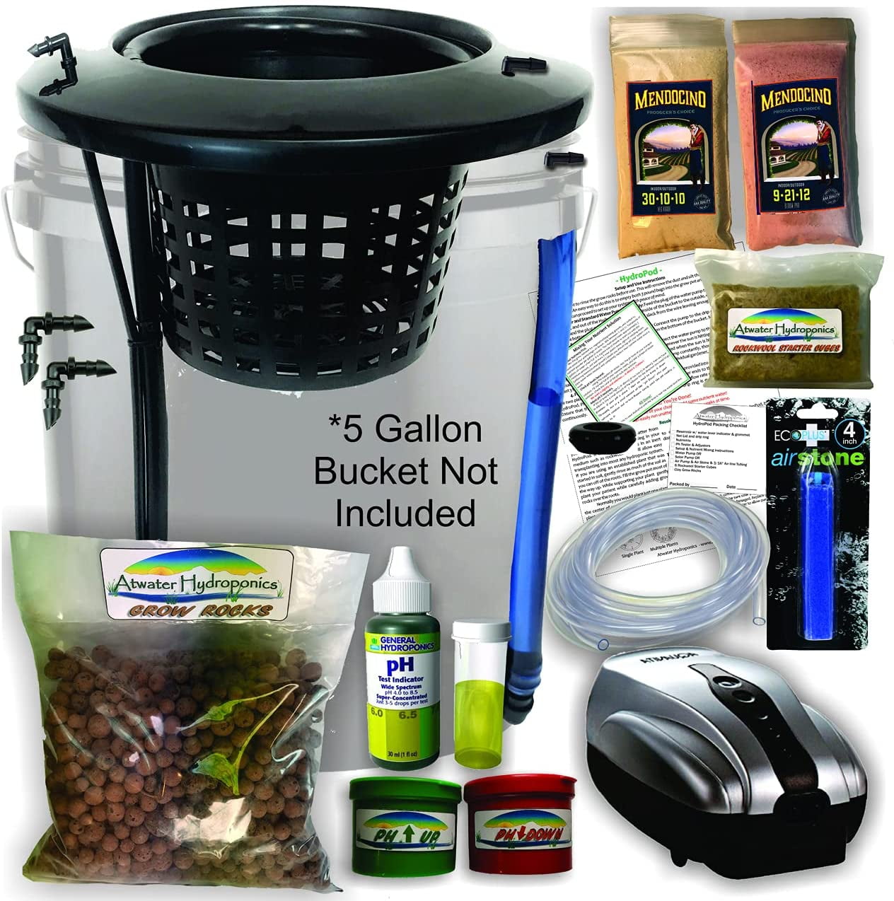 The Atwater HydroPod DIY Add Your Own Bucket KIT Dual DWC Deep