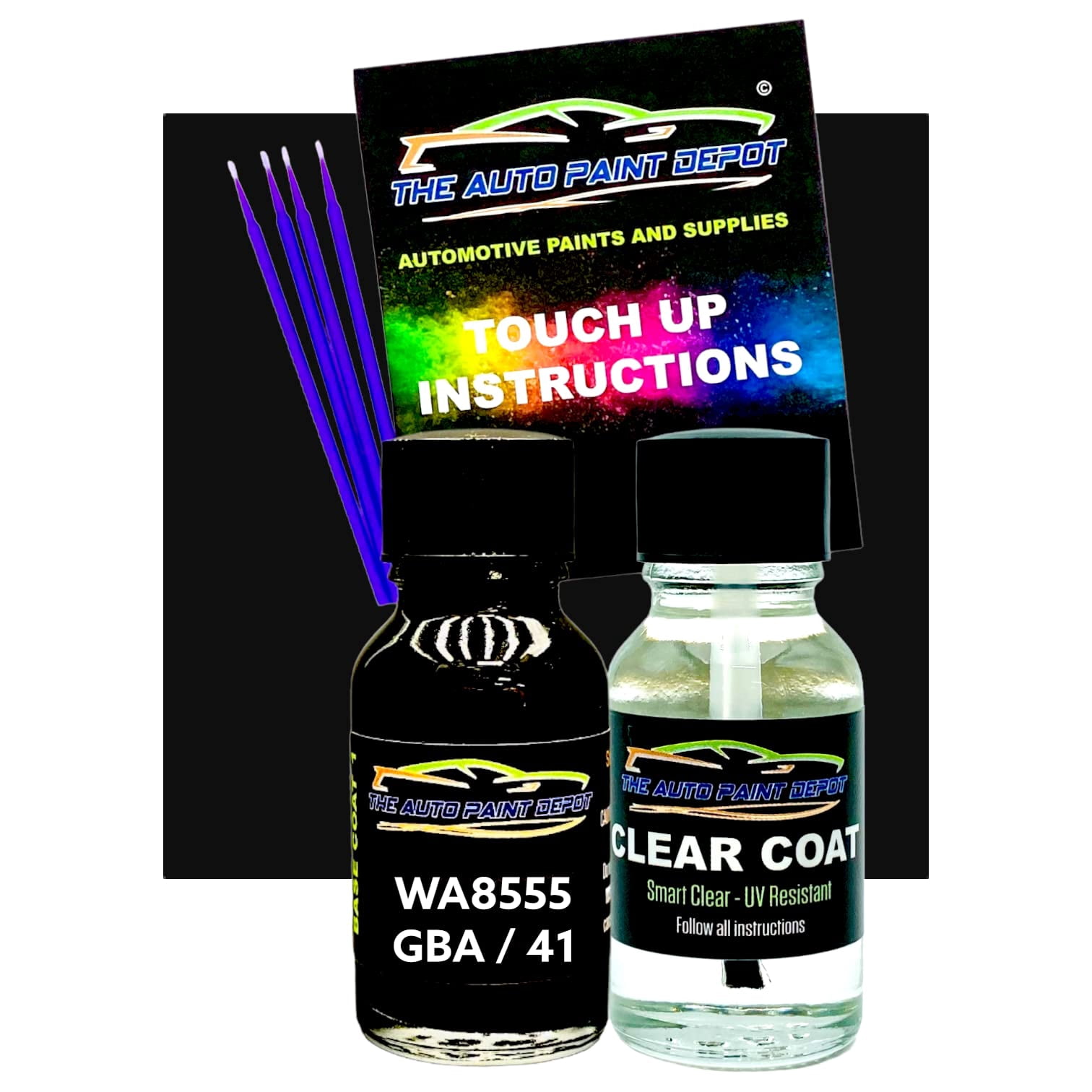 ScratchesHappen Exact-Match Touch Up Paint Kit - Imperial Black (GAL) For Infiniti (Paint + Clear Coat Included)