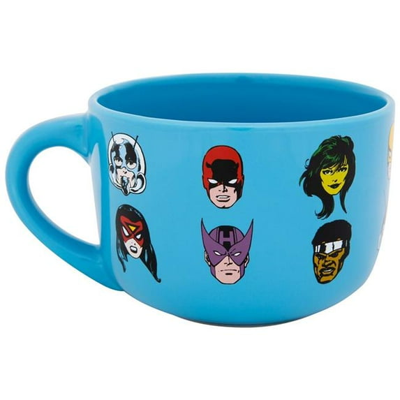 The Avengers 24 oz Comic Character Art Ceramic Soup Mug with Lid, Multi Color