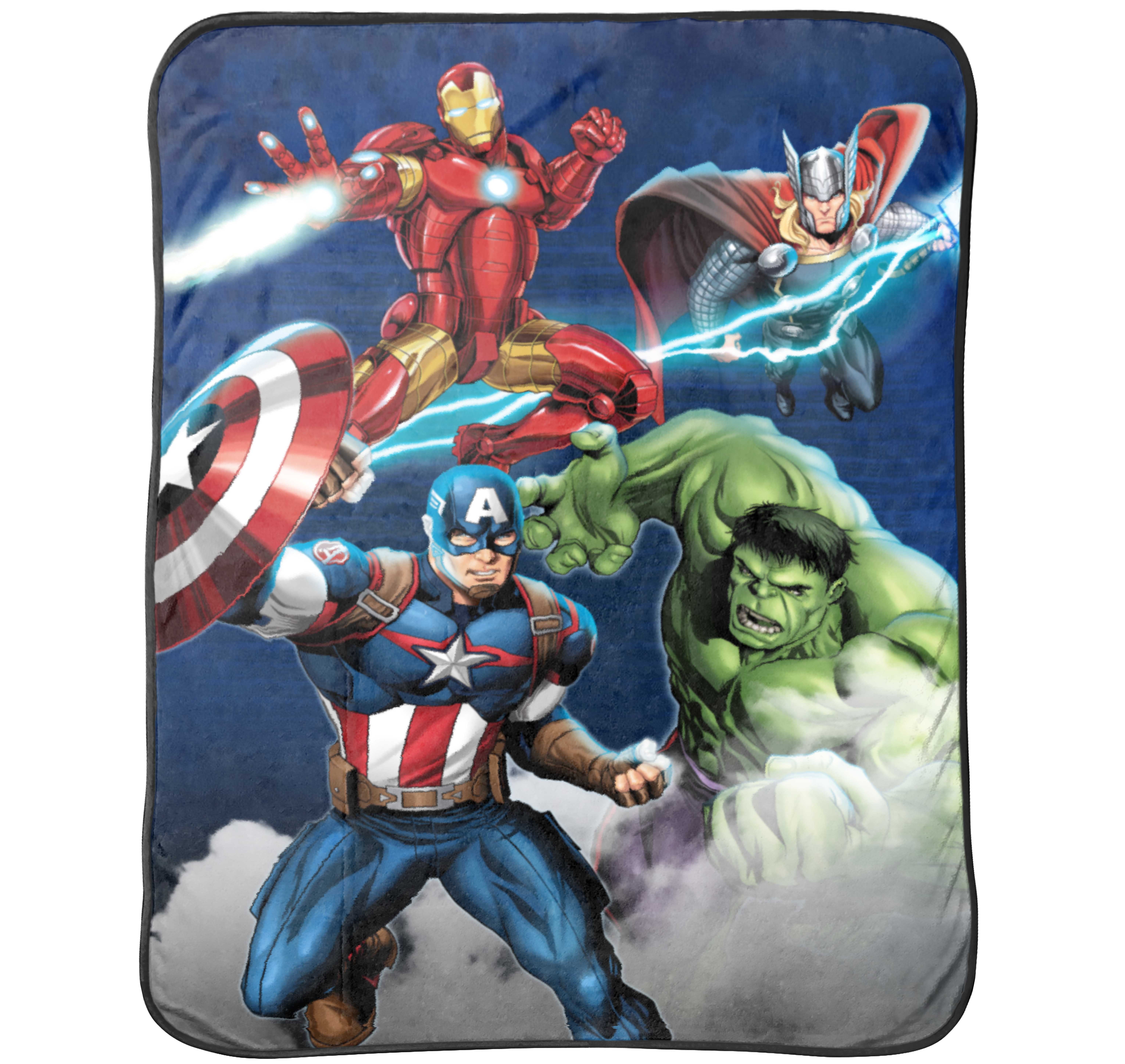 Marvel Avengers 46" x 60" Blue Circle Push Throw Blanket, 100% Microfiber