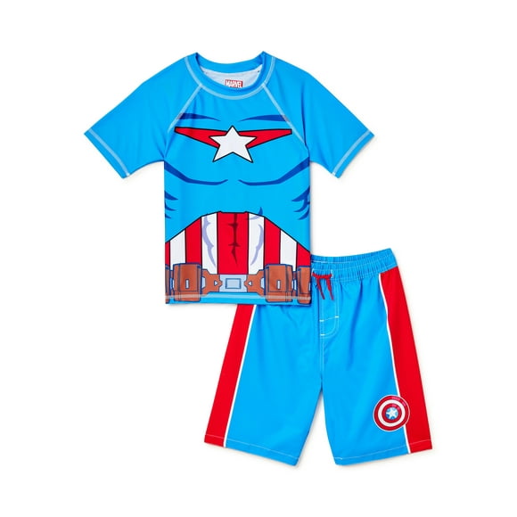 The Avengers Boys Short Sleeve Rash Guard and Trunks Swim Set, 2-Piece, Sizes 4-7