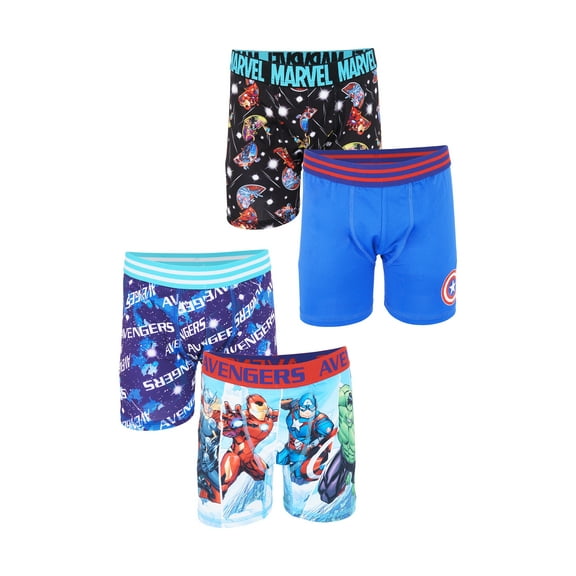 The Avengers Boys Underwear, 4 Pack Athletic Boxer Briefs Sizes 4-8