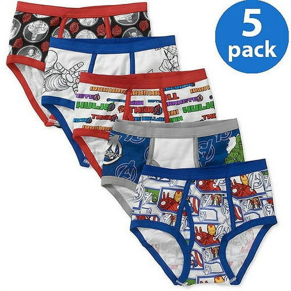 The Avengers Boys Underwear, 5 Pack Briefs Sizes 4 - 10/12
