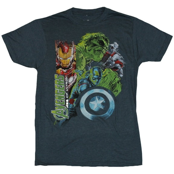 The Avengers (Marvel Comics) Mens T-Shirt - Age of Ultron Sketchy Chalky Heroes (Small)