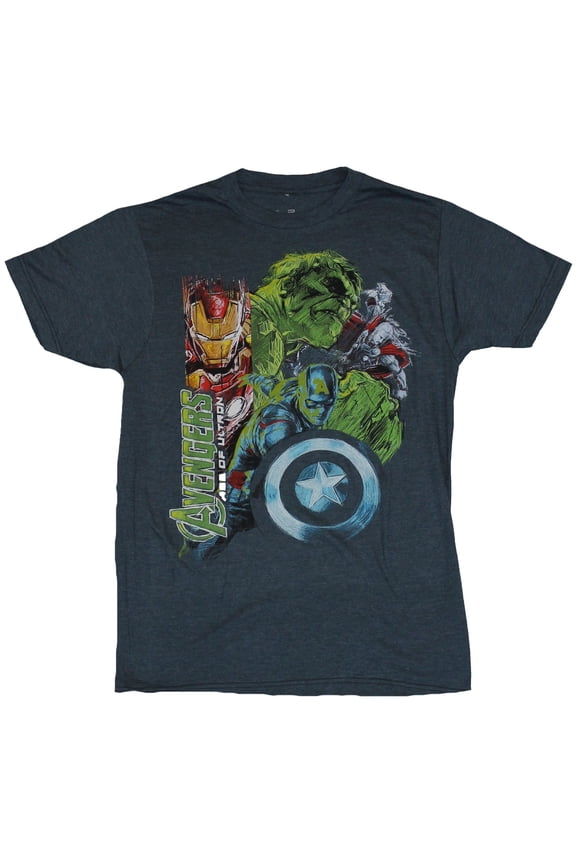 (Marvel Comics) Mens T-Shirt - Age of Ultron Sketchy Chalky Heroes (Small)