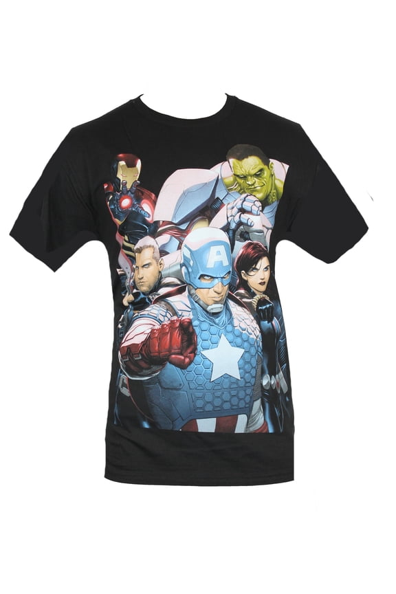 The Avengers (Marvel Comics) Mens T-Shirt - Detailed Movie Heroes Upclose Image (Large)