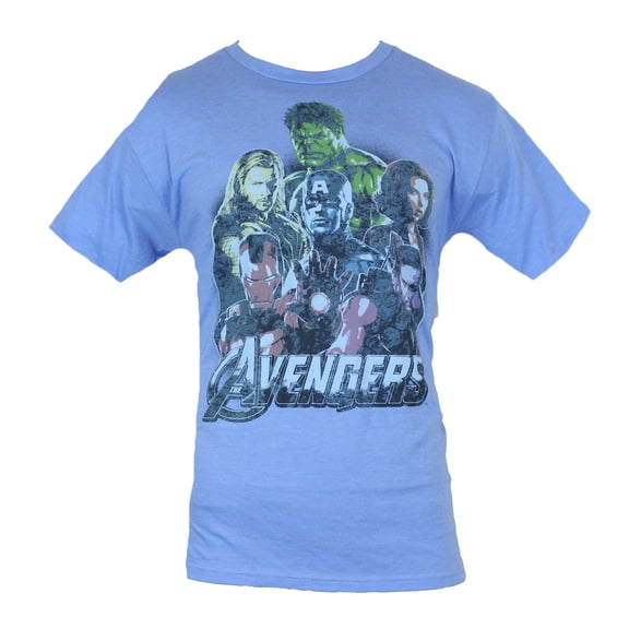 The Avengers (Marvel Comics) Mens T-Shirt - Faded Movie Image Portrait of Six