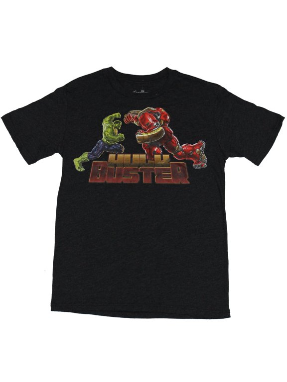 The Avengers (Marvel Comics) Mens T-Shirt - Hulk Buster Full Color Fight Image (Medium)
