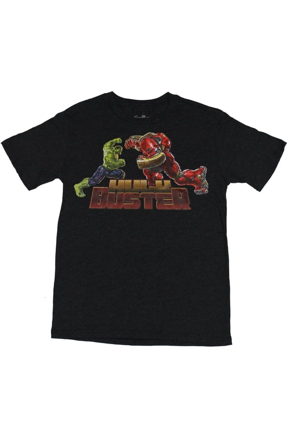 The Avengers (Marvel Comics) Mens T-Shirt - Hulk Buster Full Color Fight Image (Medium)