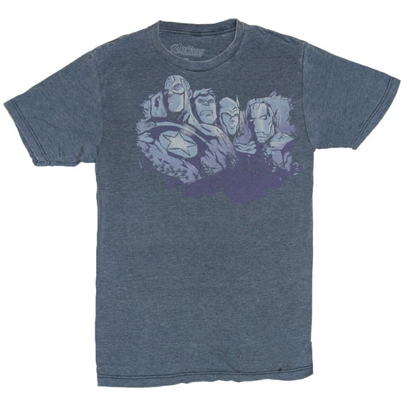 The Avengers (Marvel Comics) Mens T-Shirt - Purple Tinted Mount Rushmore Heroes (Small)